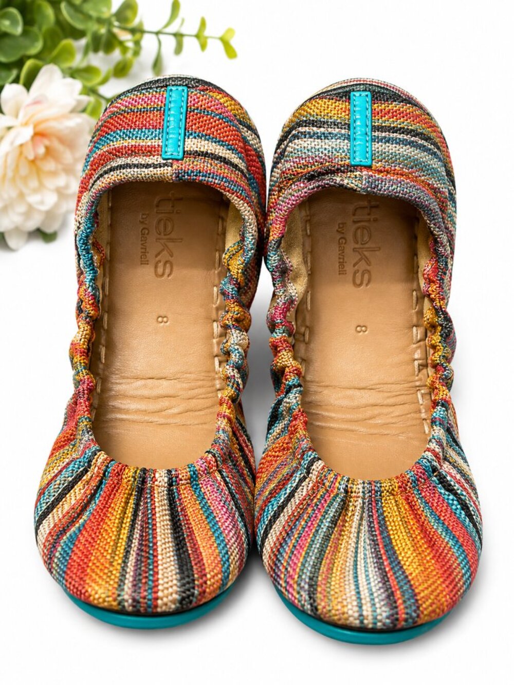 Tieks by Gavrieli Multicolor Striped Ballet Flats Women’s Size 8 Foldable
